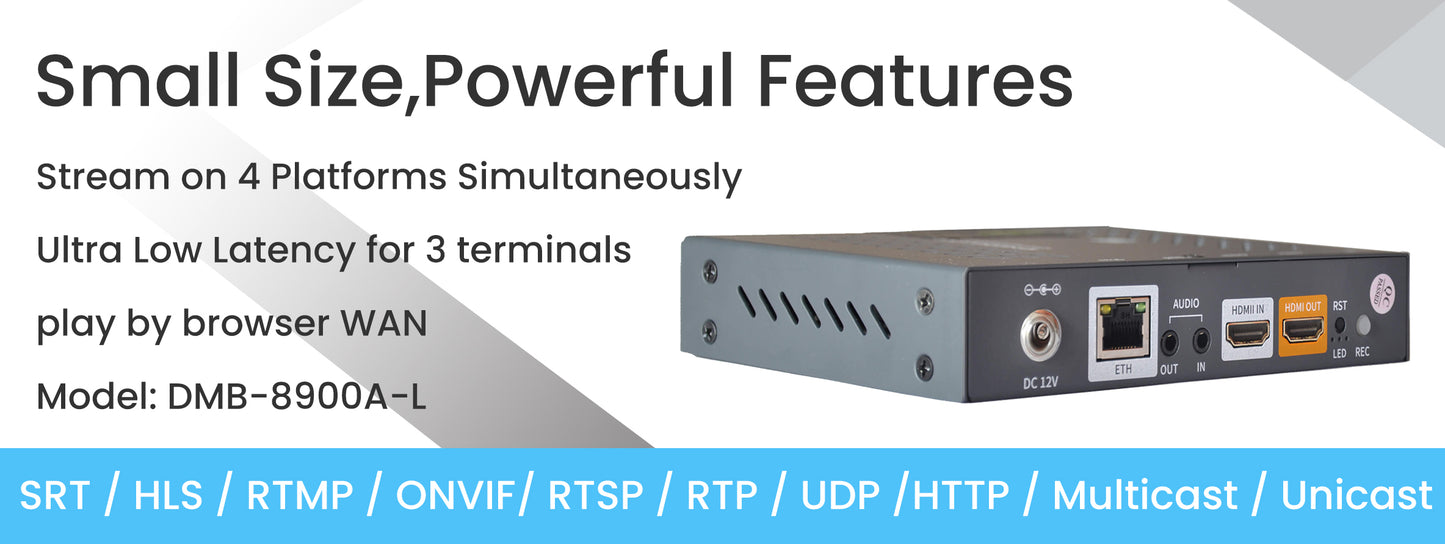 DMB-8900AL 1080P 60 FPS Webrtc low latency HDMI IP Encoder with SRT RTMP Out