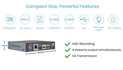 DMB-8900AL 1080P 60 FPS Webrtc low latency HDMI IP Encoder with SRT RTMP Out